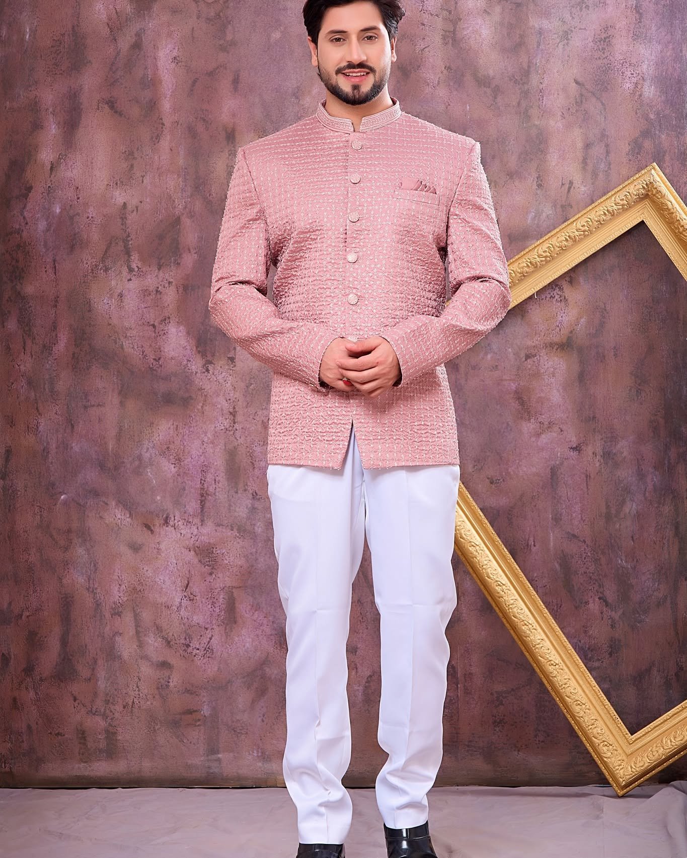 Elegant Onion Pink Designer Jodhpuri for Men